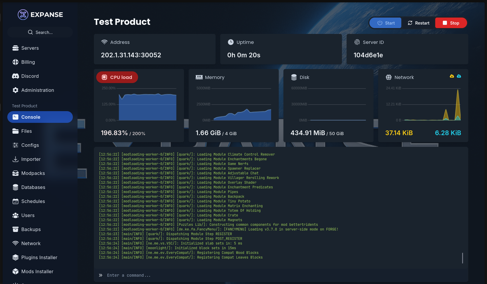 Expanse Panel Dashboard