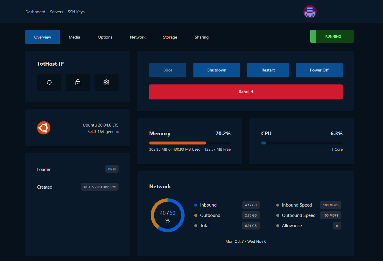 Virtfusion Dashboard